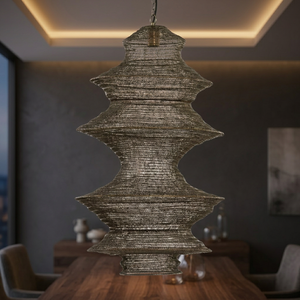 Abat-jour de lanterne en fer fait main avec un design texturé et superposé pour la décoration de la maison - Product Image 4