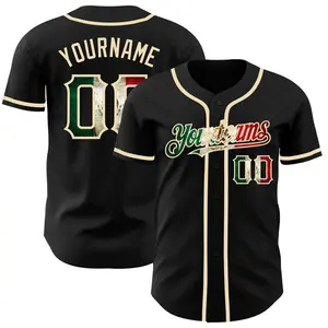 Personalisatie Sportkleding Op Maat Gemaakte Honkbal Uniformen Jersey Custom Logo Zwart Blank Goud Honkbal Jersey