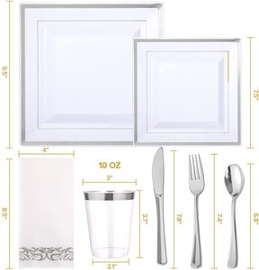Ensemble <span class=keywords><strong>de</strong></span> vaisselle en plastique jetable Parties Restaurants comprend des assiettes jetables Dîner <span class=keywords><strong>Dessert</strong></span> Ensemble <span class=keywords><strong>de</strong></span> vaisselle jetable Hôtels - Product Image 5
