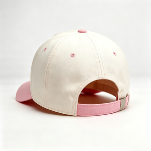 Gorra de Béisbol Estructurada de 5 Paneles para Mujer, Bicolor Rosa Crema, Visera Curva, Parche Bordado 3D en Relieve, Parte Trasera Sólida de Sarga de Algodón - Product Image 5