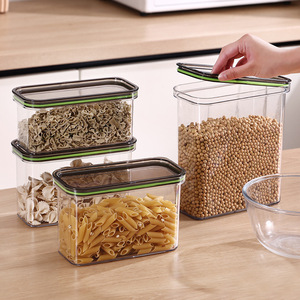 Transparent Hanging Square Grain <b>Storage</b> <b>Container</b> <b>Stackable</b> Kitchen Food Organizer With Clip On Lid For Pantry Use - Product Image 2