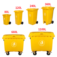 Poubelle extérieure publique en HDPE de grande capacité (100L/120L/240L/360L) avec couvercle et roues, couleur personnalisable, pour le recyclage des déchets.