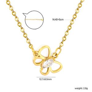 Collar de Acero Inoxidable con Colgante Minimalista de Pingüino, Conejo y Mariposa en Esmalte, con Circonitas, para Mujer - Product Image 3