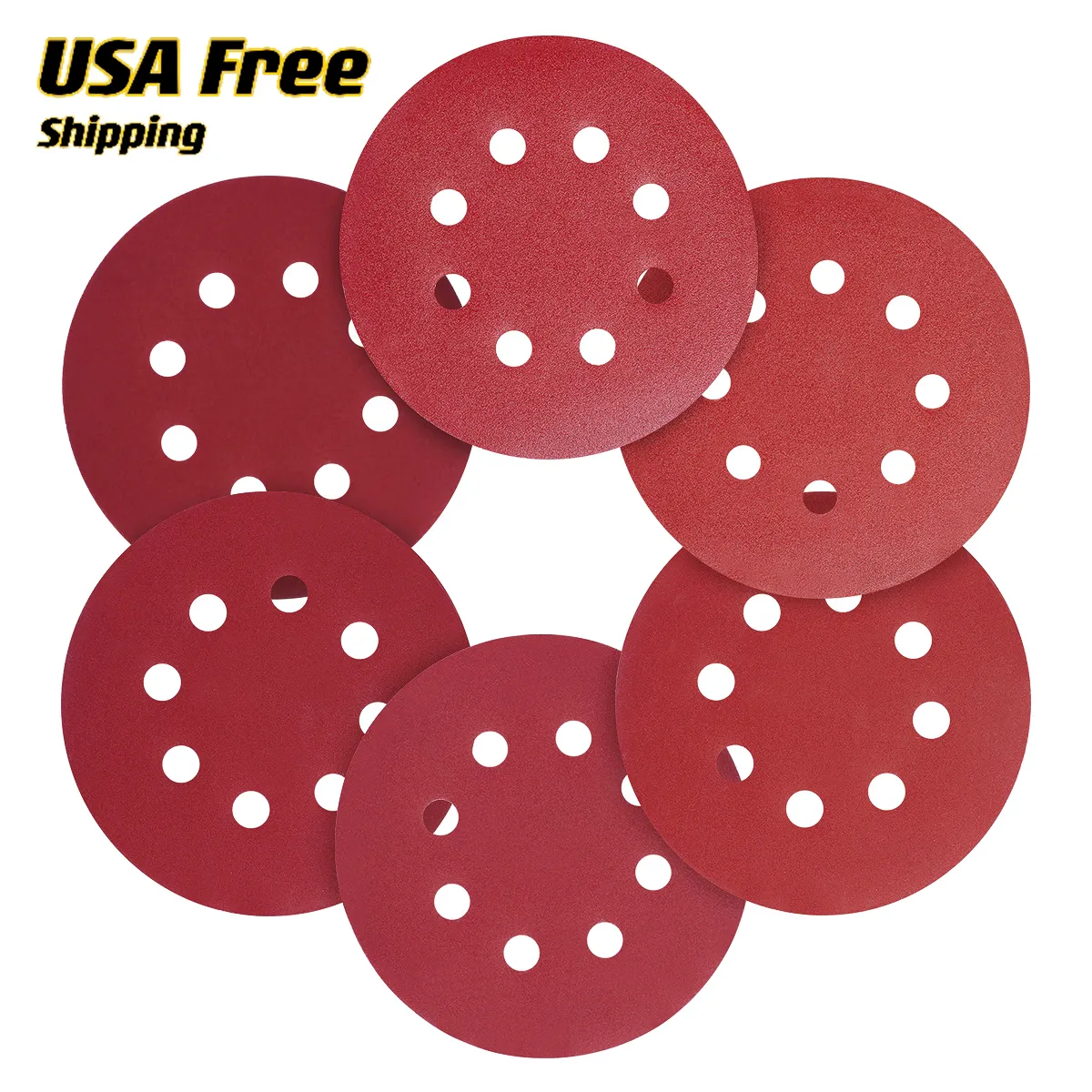 24h Shipping USA Warehouse A/O Sanding Discs for Wood 72PCS 5" 8-hole 40-320 Grit Sand Paper Disc