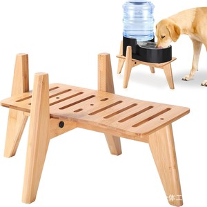 ขาตั้งชามอาหารสัตว์เลี้ยงไม้ไผ่ยกสูงสำหรับสุนัขขนาดกลางถึงใหญ่ สีธรรมชาติ ฐานวางชามแบบตั้งพื้น - Product Image 1