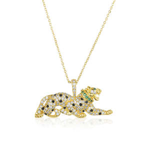 Collier <span class=keywords><strong>Jaguar</strong></span> Léopard Plaqué Or <span class=keywords><strong>et</strong></span> Argent, Pendentif Guépard en Zircon Cubique, Bijou Animal pour Femme <span class=keywords><strong>et</strong></span> Fille, Idéal Cadeau - Product Image 4