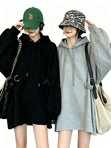 Pull-over ample en laine épaisse et confortable pour <span class=keywords><strong>femme</strong></span>, style coréen, automne-hiver, avec capuche imprimée 3D personnalisée, <span class=keywords><strong>grande</strong></span> <span class=keywords><strong>taille</strong></span>, pull de sport - Product Image 2