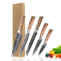 Couteau Santoku à manche en bois d'olivier ambré AUS10 Core Damas Steel 73 Layers Razor Sharp Kitchen Knives
