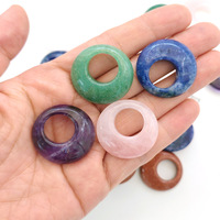 Perles en pierre naturelle plates et rondes en forme de donut, breloques pour la fabrication de bijoux, boucles d'oreilles, artisanat DIY, accessoires d'énergie curative, vente en gros