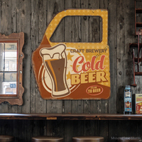 Plaques Métalliques Décoratives Vintage en Forme de Porte de Voiture, Thème Bière, pour Décoration Murale