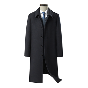Winter Fashion Plus Size Trench Coat <b>Jacket</b> Warm Cashmere Solid Color Fleece <b>Long</b> Sleeve <b>Men's</b> Coats - Product Image 1