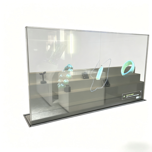 55" OLED Transparent Touch Screen 2K 10-Point Touch 43% Transmittance Indoor OEM Supports Android/PC Kiosk Shopping Mall Jewelry