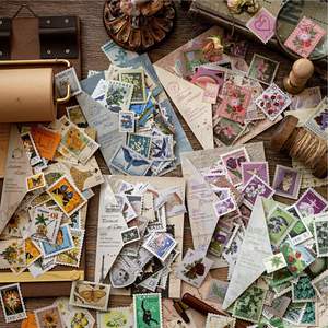 Paquete de 100 Hojas de Pegatinas, Colección de Sellos, Materiales Creativos Retro, Decoración para Álbumes de Fotos, Collage - Product Image 2