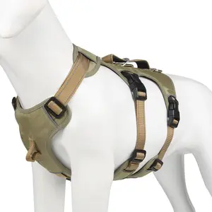 Tali kekang anjing reflektif taktis ditingkatkan, tali kekang hewan peliharaan dapat disesuaikan untuk anjing besar