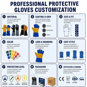 <span class=keywords><strong>Gants</strong></span> de soudage doublés coton en cuir croûte, longs, isolants thermiquement, ignifuges, résistants aux flammes MIG TIG Arc <span class=keywords><strong>pour</strong></span> le travail - Product Image 5