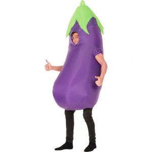 Adulto Engraçado Roxo Berinjela Cosplay Air Blow-up Halloween Festa De Carnaval Frutas e Legumes Traje Inflável