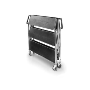 Carrello Pieghevole a 3 Ripiani con Telaio in Metallo Nero e Ruote per Stoccaggio e Trasporto - Product Image 3