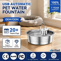 Fontaine à eau automatique pour animaux de compagnie en acier inoxydable 304 de 4 L, rechargeable par USB, ultra-silencieuse, distributeur d'eau pour chats et chiens, prix d'usine