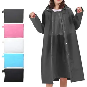 Reusable Biodegradable Adult Women Foldable Fashionable Plastic Waterproof Transparent Poncho Raincoat