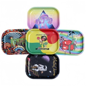 Smoking Custom Logo 18*14CM Tinplate Smoking Tin Metal <b>Herb</b> Rolling Tray Tin Metal Tray - Product Image 5