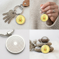 Porte-clés en métal à une face, motif cœur de dessin animé et avocat, style fille, pour sac