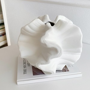 Vase en céramique Muyu Chronicles, style Wabi Sabi, blanc et noir, petit et grand, pour arrangement floral de bureau, décoration de fleurs séchées - Product Image 4