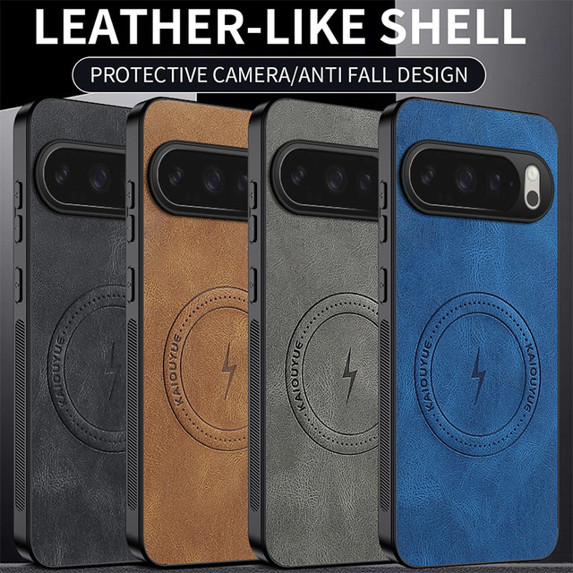 Leather Pattern Magnetic Wireless Charging Phone Case for Google Pixel 6 6A 7 8 8A 9 9A 10 Pro XL