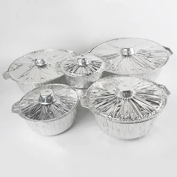 Food Grade Wegwerp Containers Diepe Aluminiumfolie Pot Voor Restaurant Met Deksels