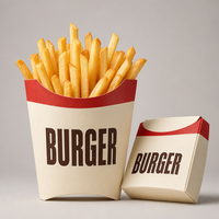 Pochettes biodégradables personnalisées avec logo pour frites et burgers à emporter, finition mate et effet délavé