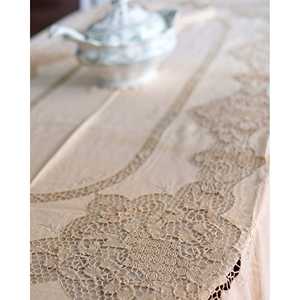 Mantel de Lino Color Marfil para Bodas, Diseño Rectangular con Encaje Burano Renacentista a Rayas, para Comedores de Hoteles, Uso Profesional, Marca Pietrochianese - Product Image 6