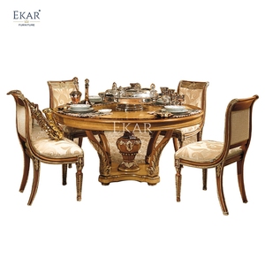 New Design Baroque-<strong>Style</strong> Solid Wood Round Dining <strong>Table</strong> <strong>Set</strong> - Luxurious Cocktail &amp; Dining Room <strong>Sets</strong> - Product Image 1