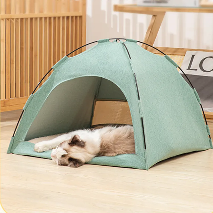 Famicheer BSCI Chat Nid Lit Maison Pliant Chaud Pet Chien Lit Camping Maille Tente pour Animaux Opp Sac Imprimer Durable Fournir