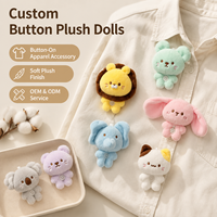 Figurine d'animal en peluche miniature personnalisée avec visage brodé et accent boutonné, poupée douce de collection pour clubs, événements, articles promotionnels pour fans et cadeaux