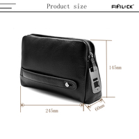Sacs à main pour hommes en cuir véritable, portables, écologiques, antivol, avec serrure à empreintes digitales, USB, tendance