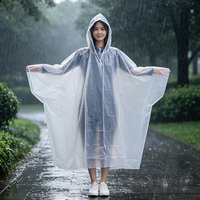 Poncho de Lluvia Compostable Blanco para Adultos, Biodegradable, Ecológico, con Capucha, Impermeable, Desechable, para Festivales y Eventos al Aire Libre