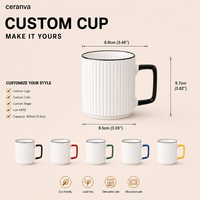 Tasses à thé en céramique rayées personnalisables de haute qualité, résistantes aux aliments et au lave-vaisselle, au design épuré pour la maison et le bureau