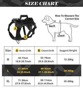 <span class=keywords><strong>Harness</strong></span> Anjing Taktis Heavy Duty, Bahan Nylon Solid Reflektif, Vest yang Dapat Disesuaikan untuk Anjing Besar, Latihan Outdoor - Product Image 6