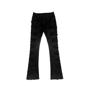 <span class=keywords><strong>Pantaloni</strong></span> di <span class=keywords><strong>pelle</strong></span> Patchwork in TOPSHOW DENIM personalizzato Streetwear <span class=keywords><strong>pantaloni</strong></span> svasati svasati impilati <span class=keywords><strong>pantaloni</strong></span> larghi da uomo - Product Image 2