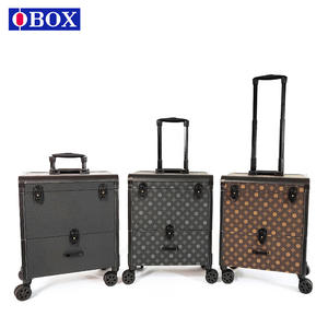 Trolley de salon professionnel pour maquillage avec tiroir, 4 roues, poignée détachable, motif à pois, boîte de rangement pour outils de beauté à domicile - Product Image 5