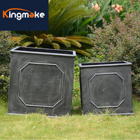 Grande jardinière en fibre de verre Fournitures de jardin Jardinière carrée noire Jardinière en ciment pour plantes de jardin