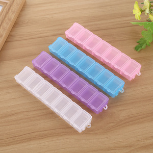 Small Plastic 7 Compartment Pill Box Travel Size Storage Organizer With Cover For Medicine Organizing - Product Image 1