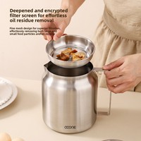 Marmite de cuisson et de friture en acier inoxydable 304 de 1,4 L et 2 L avec panier égouttoir et filtre à huile pour le stockage de l'huile de cuisson et de café en cuisine