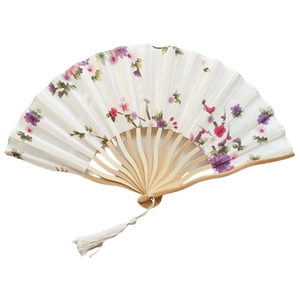 SOY SUS FANS 16 colores Seashell S forma abanico de mano de seda costillas de bambú tela abanico de mano plegable para regalo de boda - Product Image 2