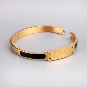 Fashion 316l Stainless Steel Yellow Gold Color <b>925</b> Be Yourself Letter Open Cuff Knot Bangle <b>Bracelet</b> for <b>Men</b> and Women Jewelry - Product Image 6