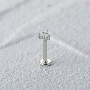 Pendientes de Plata de Ley S925 con Triángulo Simple, Ópalo y Circonita, 16G, con Rosca Plana - Product Image 6
