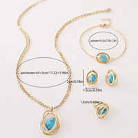 Parure de bijoux en acier inoxydable doré et turquoise, design anneau orbital, collier, bracelet, bague, boucles d'oreilles, style bohème, hypoallergénique, OEM