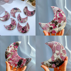 Nuova Luna in Tormalina Rosa, Cristallo Naturale per Guarigione Reiki, Bestseller in Pietra Artigianale per Decorazione Casa - Product Image 4