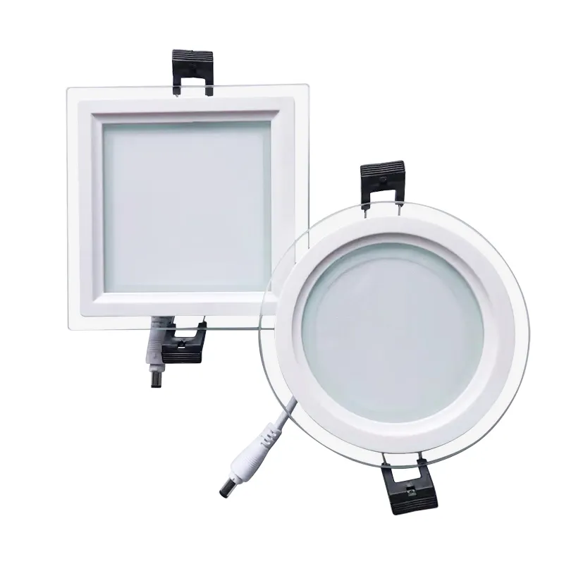 New Product 3 Color In One Square Round 6w 12w 18w 24w Ceiling Light Recessed Smd Glass Led Panel Light