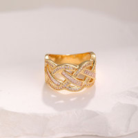 Bague élégante multi-couches plaquée or, motif géométrique torsadé creux, pour hommes et femmes, bijoux de mode en gros