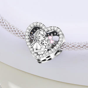 Pulsera/colgante de joyería con cuentas en forma de corazón de cobre blanco, estilo madre-hija, diseño exquisito y elegante, muy vendido. - Product Image 3